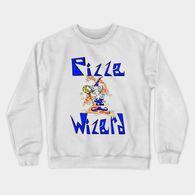 Pizza Wizard Crewneck Sweatshirt by AuburnQuailart